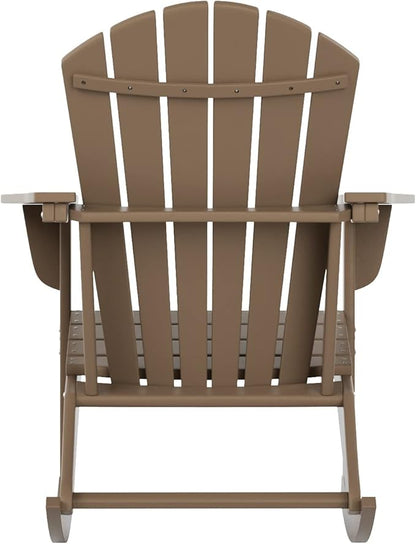 WestinTrends Dylan Outdoor Patio Poly Plastic Adirondack Rocking Chair, Weathered Wood