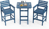 3-Piece Bar Height Patio Table and Chairs Set, HDPE Wood Grain Outdoor Bar Table and Chairs with Heart Cutout Design - Photo 8