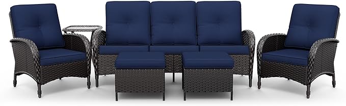 Joyside Wicker Patio Furniture Set, 6 Piece Outdoor Furniture Set with Thickened Cushions, High Back, Deep Seating - Photo 8