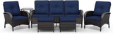 Joyside Wicker Patio Furniture Set, 6 Piece Outdoor Furniture Set with Thickened Cushions, High Back, Deep Seating - Photo 8