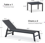 PURPLE LEAF Patio Chaise Lounge Set for 2 Outdoor Chaise Lounge Chair with Aluminum Frame and Wheels Pool Lounge Chairs - Photo 3