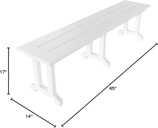 WO WESTIN OUTDOOR HDPE Laguna Trestle 65" Bench,White