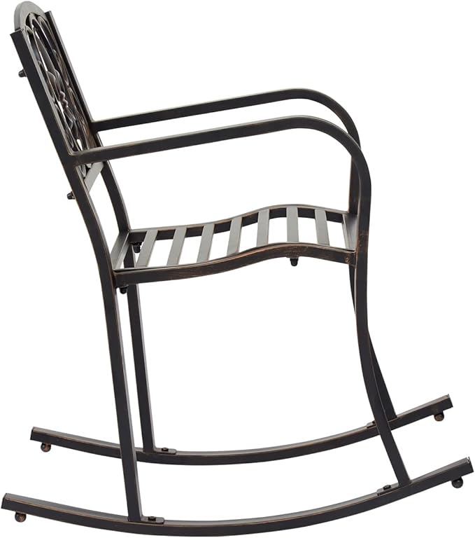 KINTNESS Outdoor Metal Rocking Chair Patio Rocking Bench with Cushion (1, 2-seat) - Photo 4