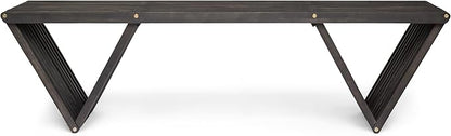 Outdoor Bench - Acacia Wood with Geometric Triangular Design and Open Slat Paneling - Perfect for Modern Outdoor Décor - for Your Patio, Garden, or Deck, Dark Gray