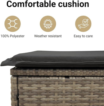 vidaXL Garden Sofa Grey PE Rattan Medium
