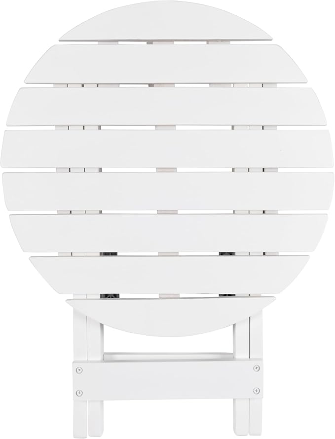 Shine Company Indoor/Outdoor Adirondack Round Folding Acacia Wooden Side Table, Oak