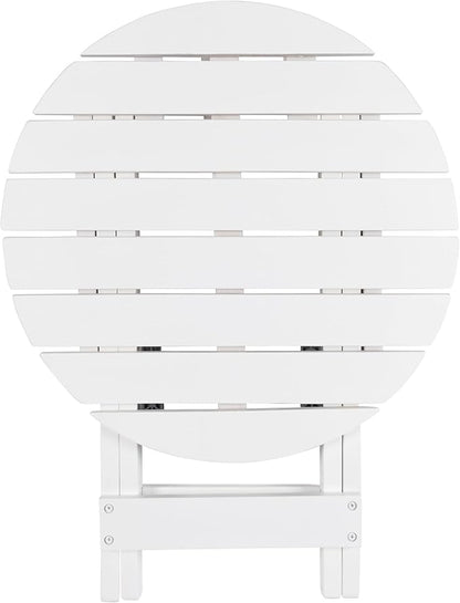Shine Company Indoor/Outdoor Adirondack Round Folding Acacia Wooden Side Table, Oak