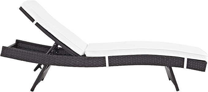 Modway Convene Wicker Rattan Outdoor Patio Chaise Lounge Chairs in Espresso White - Set of 6