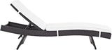 Modway Convene Wicker Rattan Outdoor Patio Chaise Lounge Chairs in Espresso White - Set of 6 - Photo 6