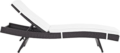 Modway Convene Wicker Rattan Outdoor Patio Chaise Lounge Chairs in Espresso White - Set of 6