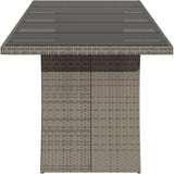 vidaXL Patio Dining Table - Gray Poly Rattan & Tempered Glass - Outdoor Garden/Lawn Furniture for Patio/Deck - Photo 8
