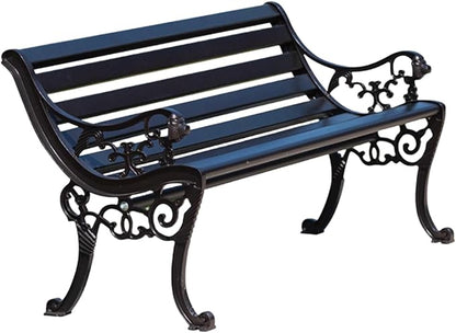 YVYKFZD Outdoor Garden Bench, Metal Bench with Backrest and Armrests, Park Benches Loveseat, Weatherproof Leisure Chair, for Lawn, Yard, Porch, Pool, Balcony, Easy Assembly(Bronze,120cm Aluminum Alloy