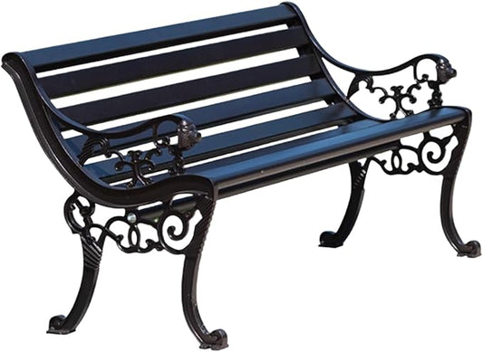 YVYKFZD Outdoor Garden Bench, Metal Bench with Backrest and Armrests, Park Benches Loveseat, Weatherproof Leisure Chair, for Lawn, Yard, Porch, Pool, Balcony, Easy Assembly(Bronze,150cm/59.0" Zinc All