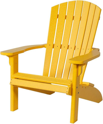 Leisure Lawns Poly Plastic Fanback Adirondack Chair, Outdoor Patio Chair - Amish Made in USA (Yellow)