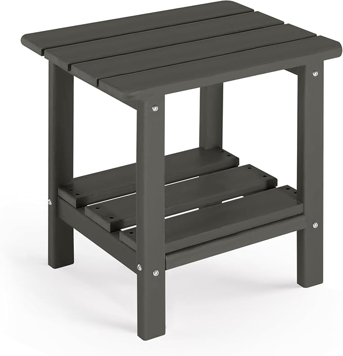 Adirondack Outdoor Side Table, 2-Tier Small Patio End Table, Weather Resistant HDPE Outdoor End Tables for Garden, Lawn - Photo 1