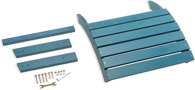 Psilvam Adirondack Ottoman, Adirondack Footstool for Adirondack Chair Weather Resistant Foot Rest for Outdoor Porch, Yard, Garden (Blue)