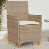 Patio Chairs with Cushions 2 pcs Beige Poly Rattan&Solid Wood, Suitable for patios, Gardens, Balconies - Photo 1