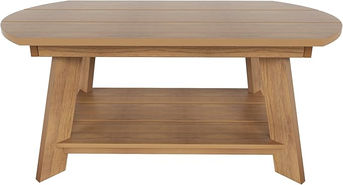 WestinTrends Tuscany Outdoor Coffee Table, All Weather HIPS 2 Tier Patio Adirondack Coffee Table, Teak