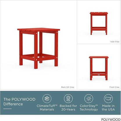 Polywood Long Island 18" Side Table, Sunset Red