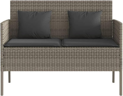 Garden Bench Grey PE Rattan Storage Patio Bench Style and Practicality for Outdoor Area