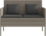 Garden Bench Deck Bench Patio Bench with Cushions Gray Poly Rattan - Photo 4