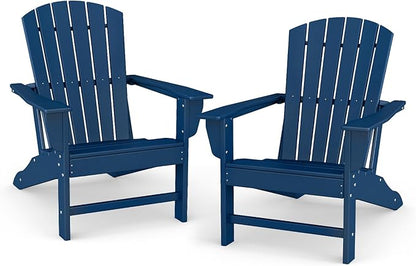 BRIOPAWS Adirondack-Chairs-Set of 2 | Fire Pit Chair | Oversized | HDPE Plastic | Weather Resistant | for Deck Outdoor Poolside Campfire | Blue