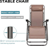 VINGLI Upgraded Zero Gravity Chair Set of 2 Lounge Outdoor Chairs with Trays and Pillows - Photo 4