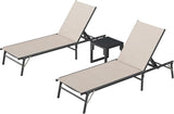 UDPATIO Foldable Patio Lounge Chair Sets with Side Table, No Assembly Outdoor Chaise Lounge with 5-Positions - Photo 1