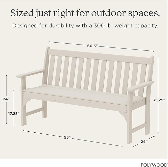 POLYWOOD Vineyard 60-Inch Bench, Sand - Photo 3
