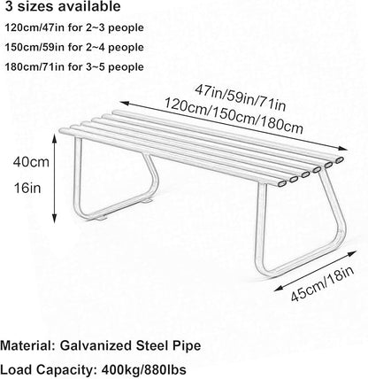 Outdoor Metal Garden Bench, Weatherproof Park Bench, Heavy Duty Design, Load Capacity 880lbs for Gardens, Porches, and Balconies