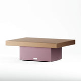 COOKE Santa Barbara Custom Contemporary Outdoor Table (Gold Dust Aluminum Top, Lilac Grey Aluminum Base) - Photo 1
