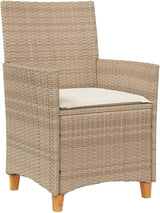 Patio Chairs with Cushions 2 pcs Beige Poly Rattan&Solid Wood, Suitable for patios, Gardens, Balconies - Photo 5