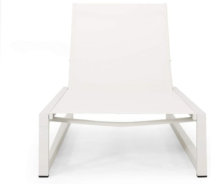 Christopher Knight Home Jerome Outdoor Aluminum Chaise Lounge with Mesh Seating (Set of 2), White