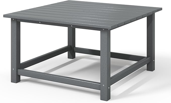 WestinTrends Malibu Low Outdoor HDPE Square Patio Coffee Table, Gray - Photo 9