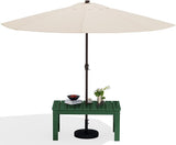 SERWALL Outdoor Coffee Table with 9FT Umbrella, HDPE Patio Coffee Table for Outside, Rectangle - Photo 1