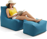 Outdoor Bean Bag Chair with Ottoman, Large Patio Lounge Chair for Adults, Thick Filled Lounger for Pool, Deck - Photo 1