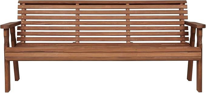 Amish Casual Heavy Duty Roll Back Outdoor Bench (4-Foot, Oak Stain)