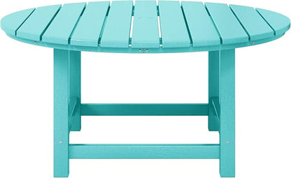 WestinTrends Dylan 5-Piece Outdoor Patio HDPE Adirondack Chair with Round Coffee Table Conversation Set, Turquoise