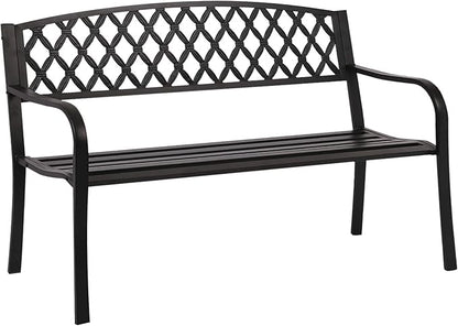 FDW Park Bench Metal Bench 50 Garden Bench Chair Outdoor Benches Clearance Patio Bench Yard Bench Porch Work Entryway Steel Frame Furniture