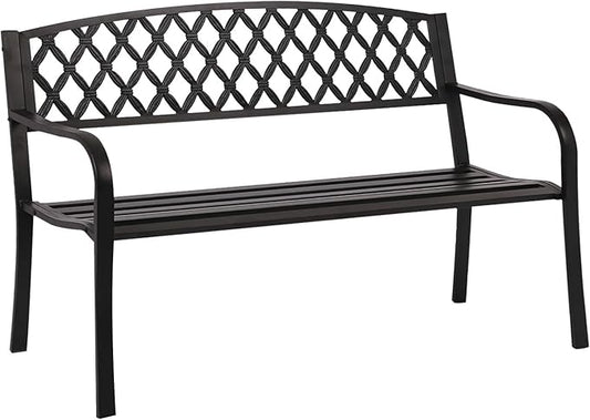 FDW Park Bench Metal Bench 50 Garden Bench Chair Outdoor Benches Clearance Patio Bench Yard Bench Porch Work Entryway Steel Frame Furniture