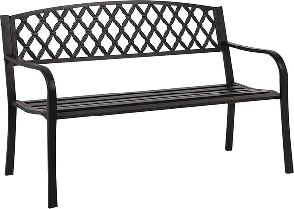 FDW Park Bench Metal Bench 50 Garden Bench Chair Outdoor Benches Clearance Patio Bench Yard Bench Porch Work Entryway Steel Frame Furniture