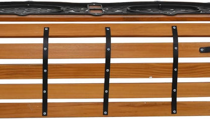 Outdoor Garden Bench Park Bench, Patio Furniture Bench Chair with Cast Iron & Hardwood Structure, Weather Proof Porch Loveseat, Perfect for Front Porch Park Outside Furniture Decor (D)