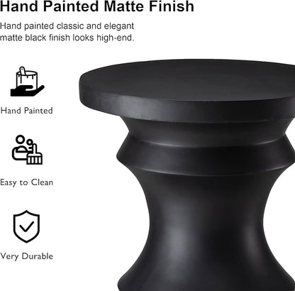 Giltzhome Antique Decorative Garden Stool, 18.25" H Heavy Duty Chess Pedestal Accent Table, Side Table, Planter Stand for Garden Patio Lawn Home Indoor Outdoor, Black