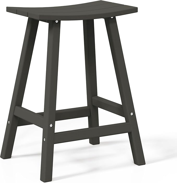 WestinTrends Malibu 2 Piece Set of 24 Height Outdoor/Patio Saddle bar stools, Gray