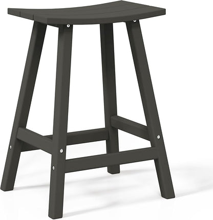 WestinTrends Malibu 24 Inch Outdoor Bar Stools, All Weather Resistant Poly Lumber Adirondack Counter Height Stools, Gray