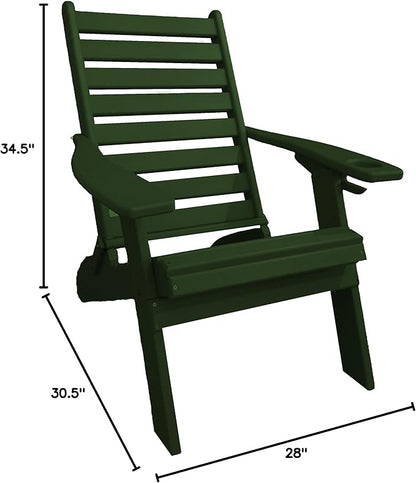 Furniture Barn USA Farmhouse Collection Poly Ladderback Folding Adirondack Chair, Turf Green
