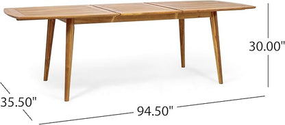 Christopher Knight Home Stamford Outdoor Acacia Wood Expandable Dining Table, Teak