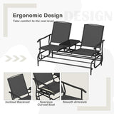 Tangkula 2 Person Swing Glider Chair, Patio Rocking Loveseat w/Center Tempered Glass Table - Photo 7