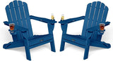 Adirondack Chairs Set of 2, Wood Texture Fire Pit Chairs, Plastic Adirondack Chairs with 2 Cup Holder - Photo 1