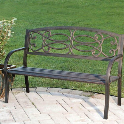Cape Craftsmen Evergreen Metal Garden Bench, 50.5''x 33.5'' x 23.5'' inches
